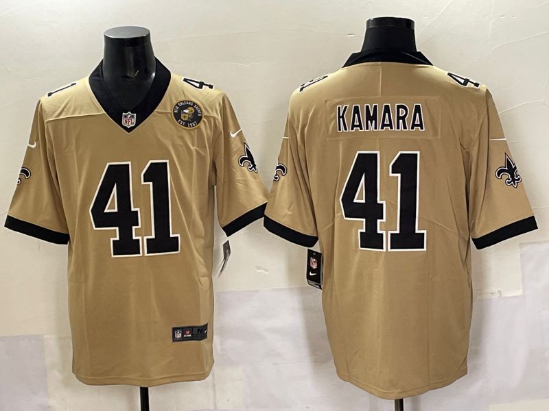 Men 2025 New Orleans Saints 41 Kamara Yellow Limited NFL Jersey style 04